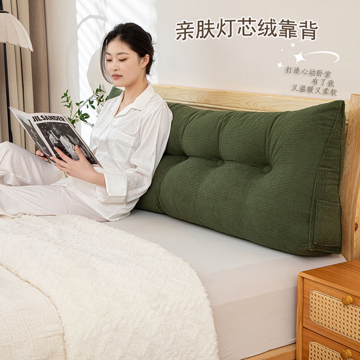 沐沐家纺 2026春夏新款灯芯绒三角大靠背 墨玉绿