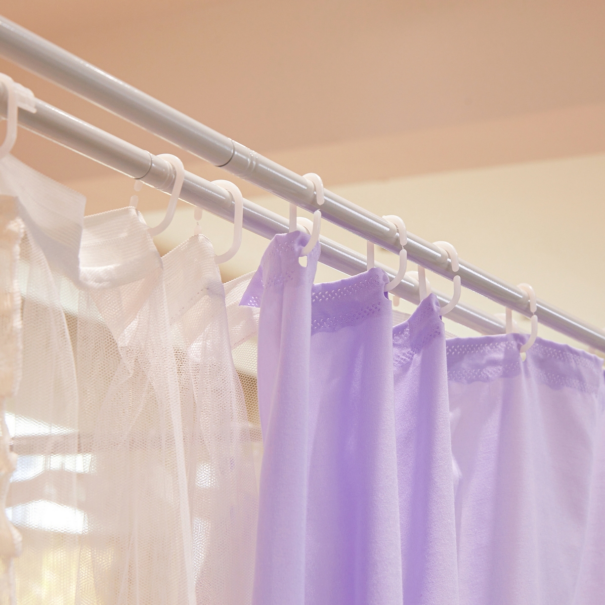 91家纺网 家纺一手货源 找家纺 艾晶美家纺有限公司 2026新款法式公主风 双杆双层落地床幔遮光蚊帐 蝶影栖纱-鸢紫