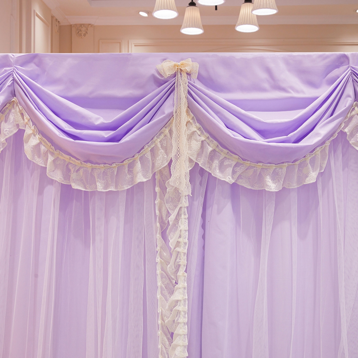 91家纺网 家纺一手货源 找家纺 艾晶美家纺有限公司 2026新款法式公主风 双杆双层落地床幔遮光蚊帐 蝶影栖纱-鸢紫