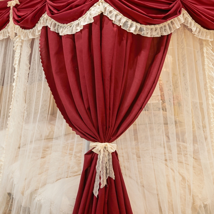 91家纺网 家纺一手货源 找家纺 （总）艾晶美家纺有限公司 2026新款法式公主风 双杆双层落地床幔遮光蚊帐