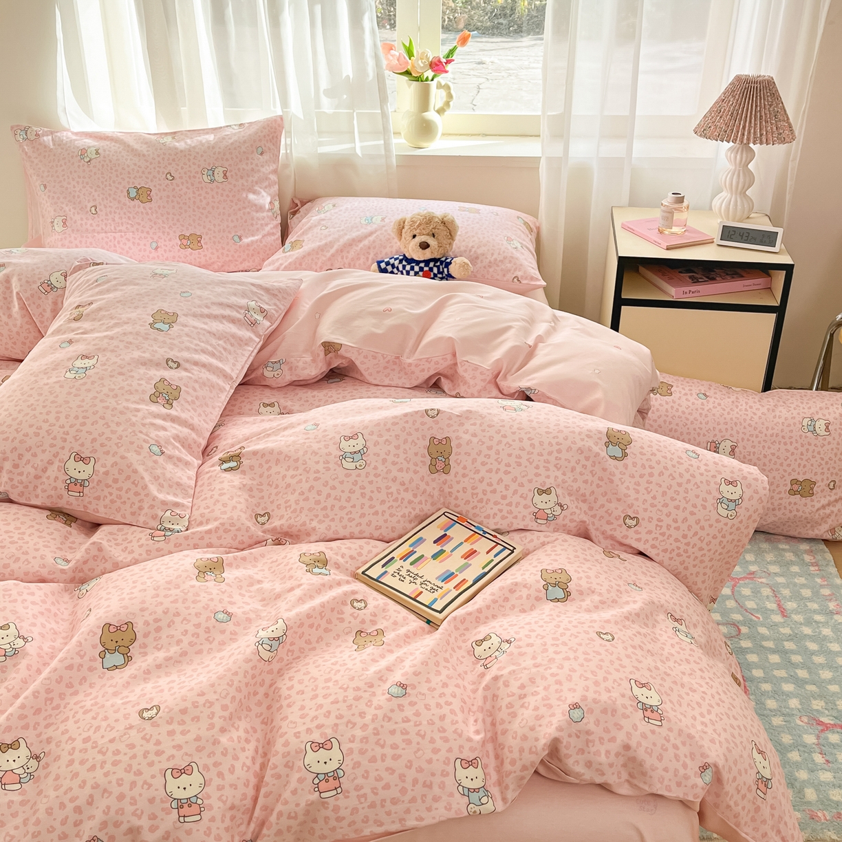 91家纺网 家纺一手货源 找家纺 吉象家纺 2026新款高支密全棉印花四件套 布偶假期