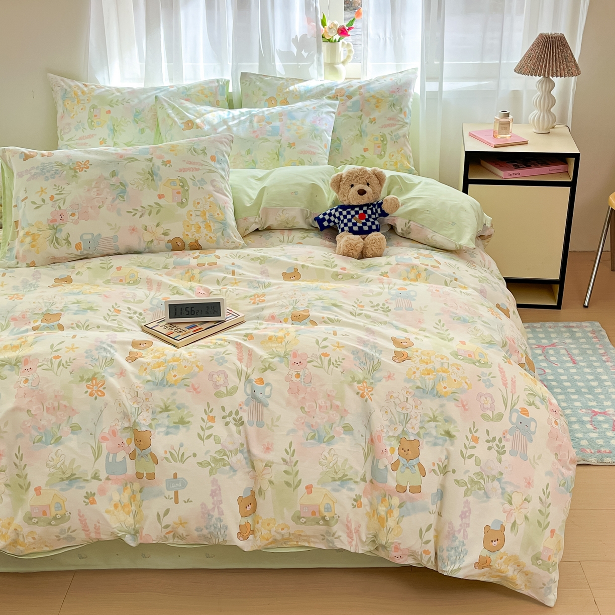 91家纺网 家纺一手货源 找家纺 吉象家纺 2026新款高支密全棉印花四件套 春游手记