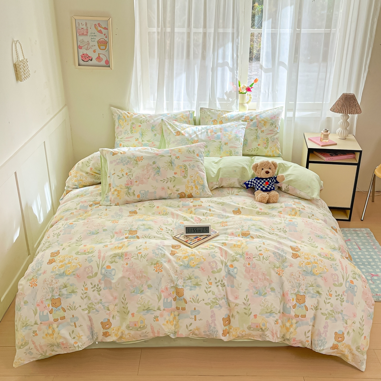 91家纺网 家纺一手货源 找家纺 吉象家纺 2026新款高支密全棉印花四件套 春游手记