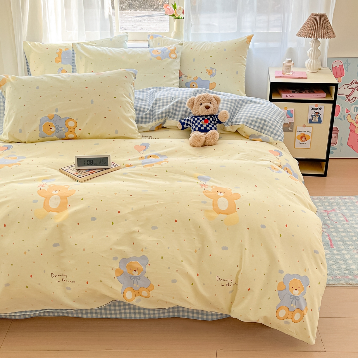 91家纺网 家纺一手货源 找家纺 吉象家纺 2026新款高支密全棉印花四件套 点点小熊