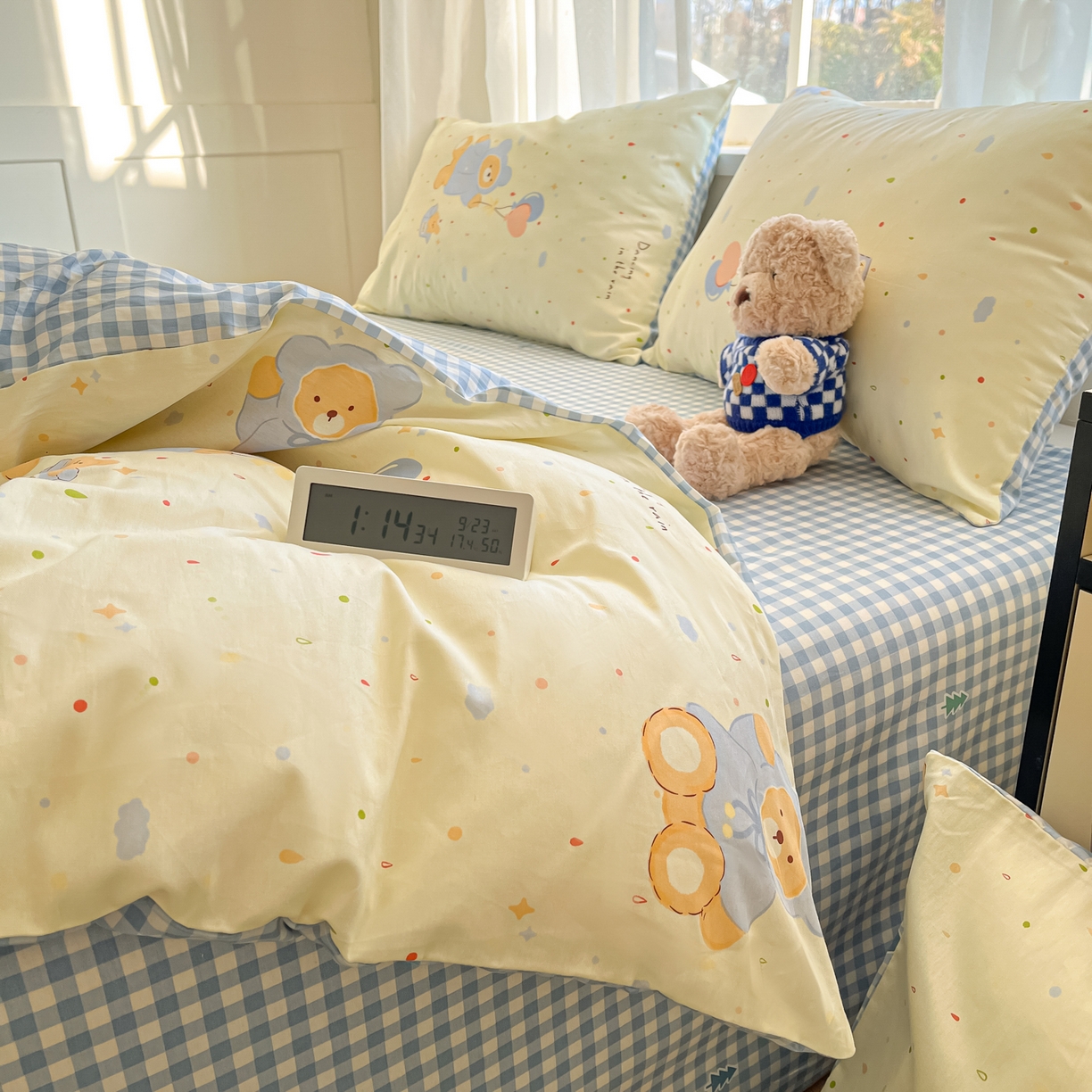 91家纺网 家纺一手货源 找家纺 吉象家纺 2026新款高支密全棉印花四件套 点点小熊