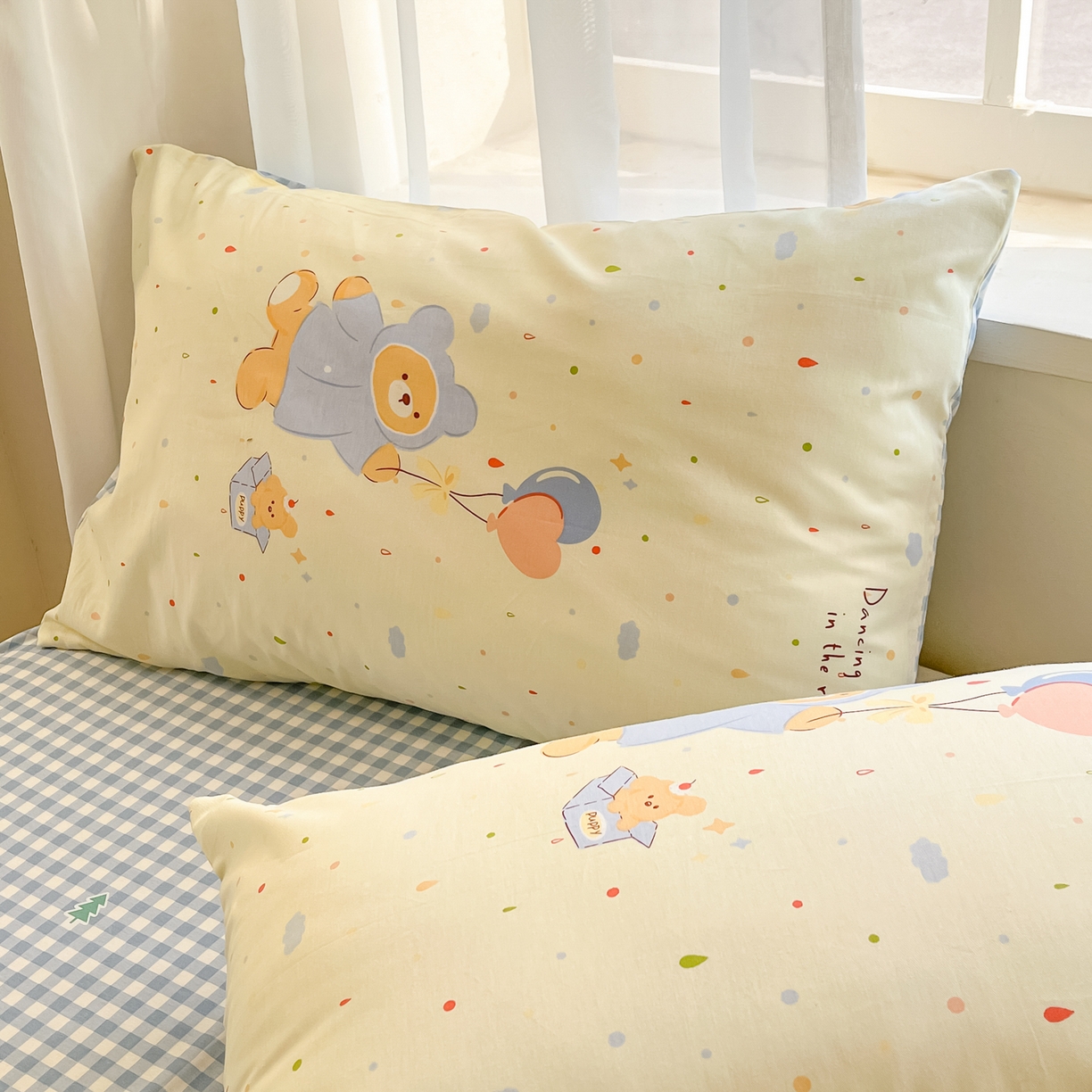 91家纺网 家纺一手货源 找家纺 吉象家纺 2026新款高支密全棉印花四件套 点点小熊