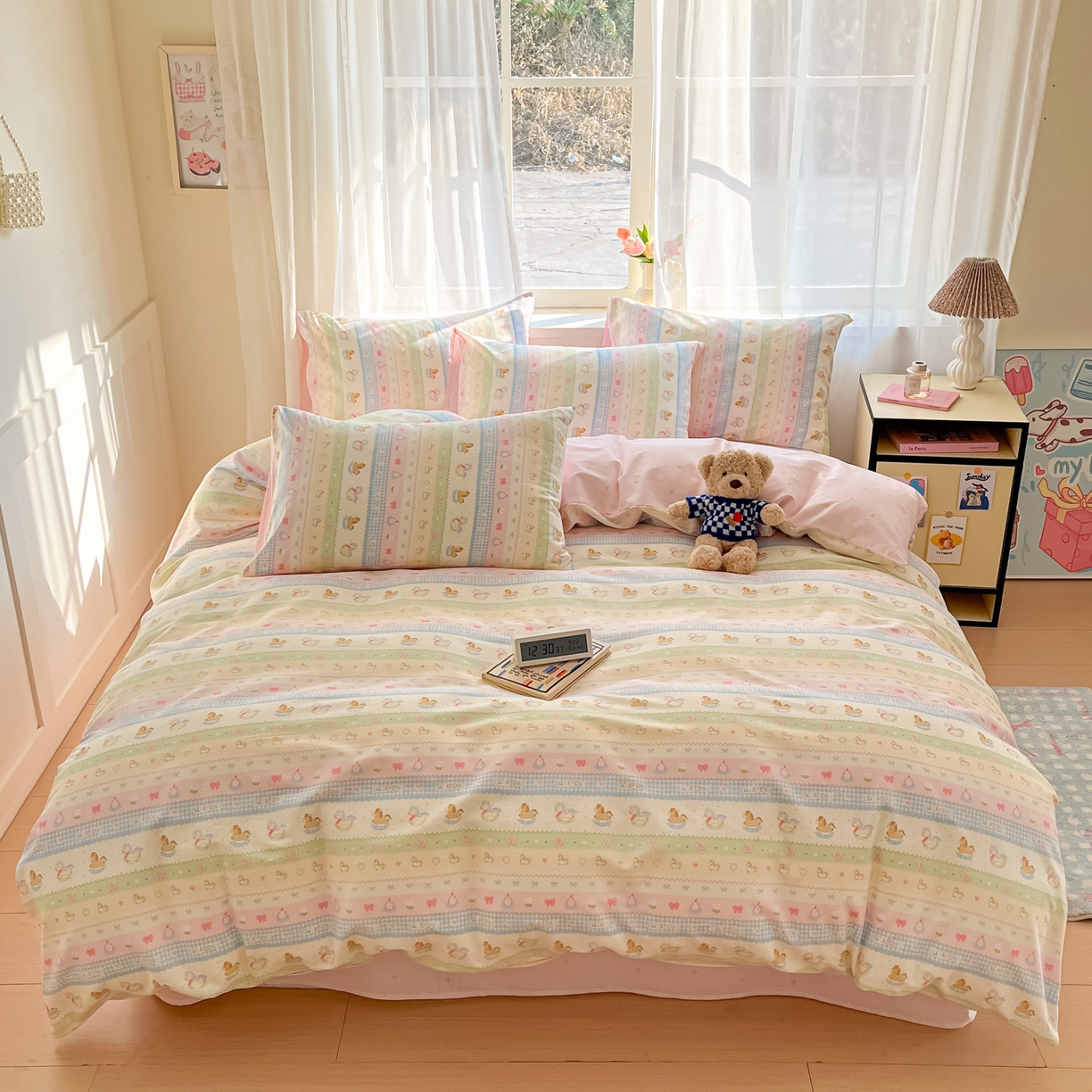 91家纺网 家纺一手货源 找家纺 吉象家纺 2026新款高支密全棉印花四件套 快乐小马