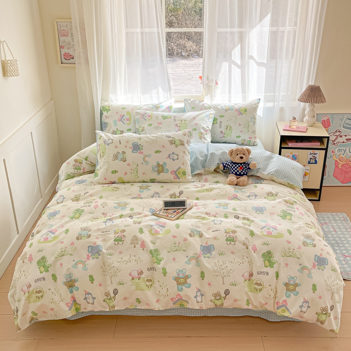 91家纺网 家纺一手货源 找家纺 吉象家纺 2026新款高支密全棉印花四件套 妙趣乐园