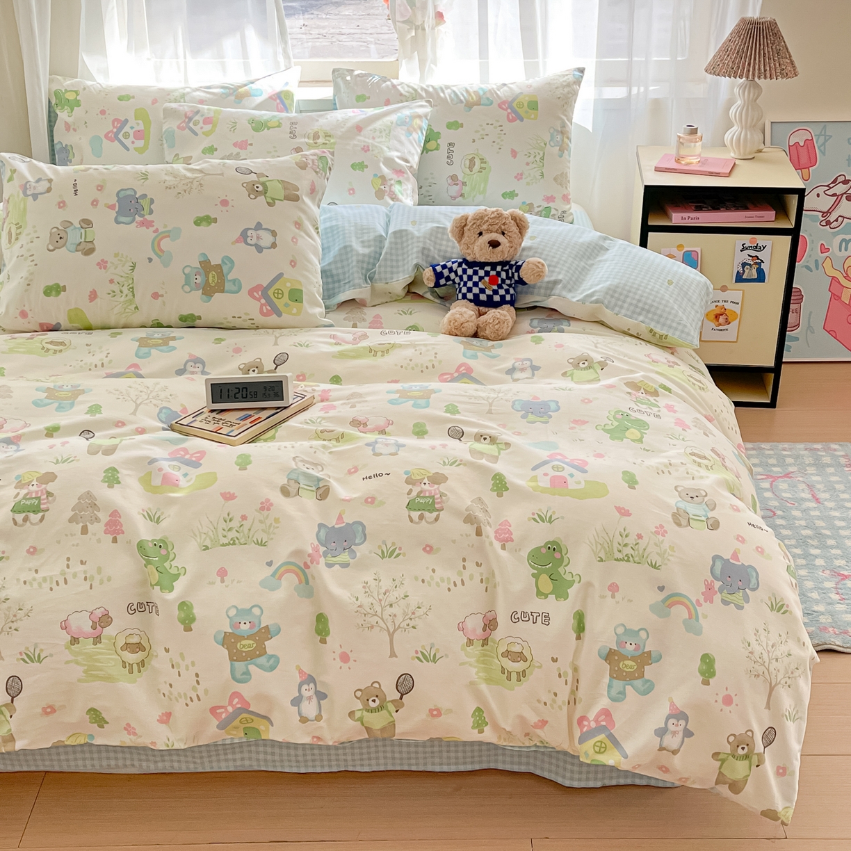 91家纺网 家纺一手货源 找家纺 吉象家纺 2026新款高支密全棉印花四件套 妙趣乐园