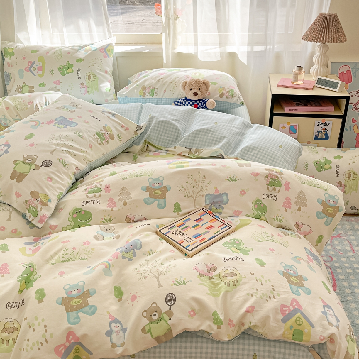 91家纺网 家纺一手货源 找家纺 吉象家纺 2026新款高支密全棉印花四件套 妙趣乐园