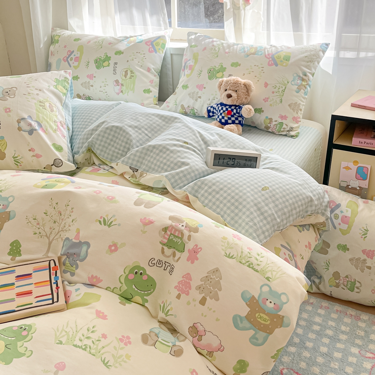 91家纺网 家纺一手货源 找家纺 吉象家纺 2026新款高支密全棉印花四件套 妙趣乐园