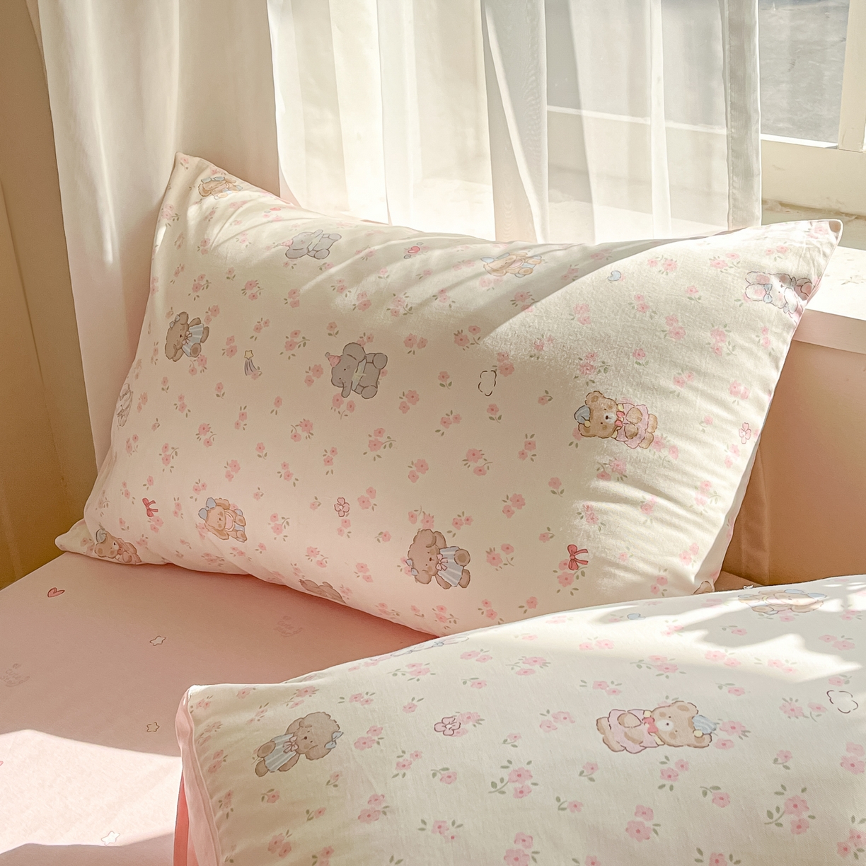 91家纺网 家纺一手货源 找家纺 吉象家纺 2026新款高支密全棉印花四件套 奶酪小可爱