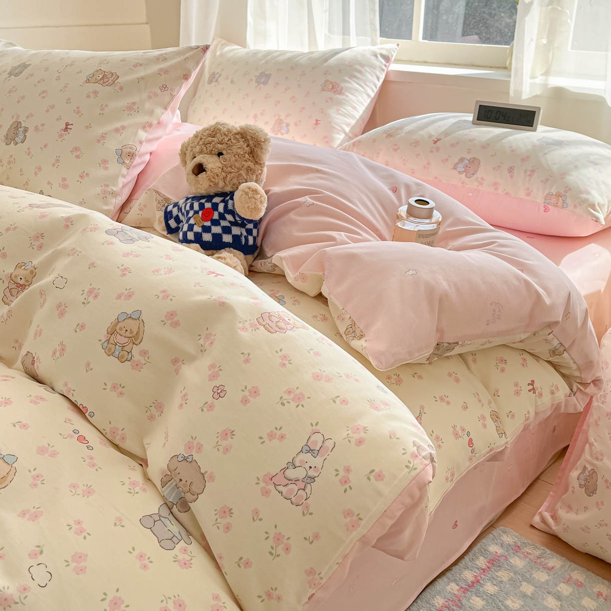 91家纺网 家纺一手货源 找家纺 吉象家纺 2026新款高支密全棉印花四件套 奶酪小可爱