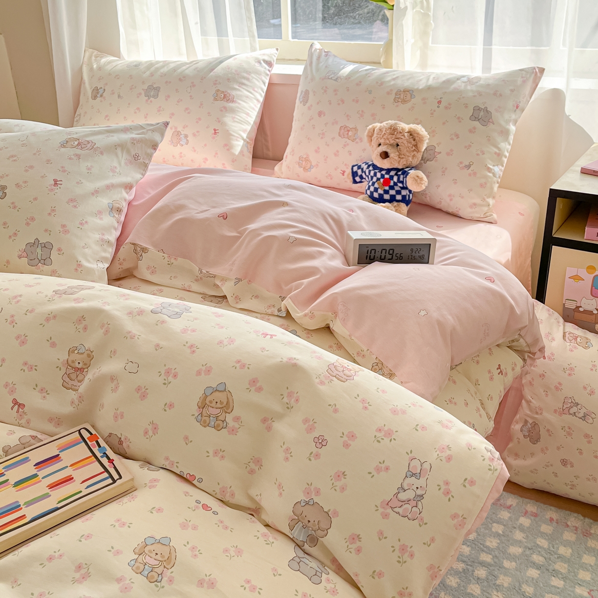 91家纺网 家纺一手货源 找家纺 吉象家纺 2026新款高支密全棉印花四件套 奶酪小可爱