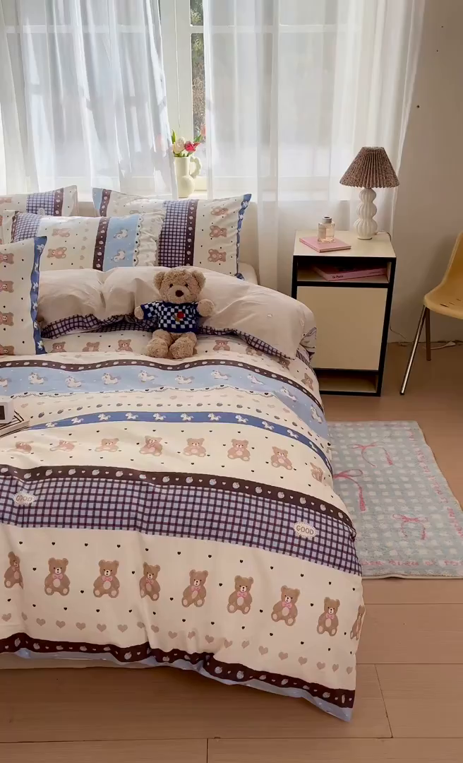 91家纺网 家纺一手货源 找家纺 吉象家纺 2026新款高支密全棉印花四件套 秋日乐园