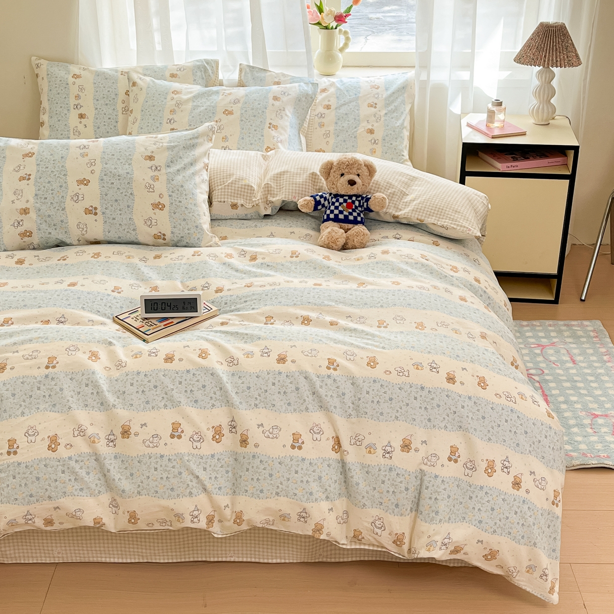 91家纺网 家纺一手货源 找家纺 吉象家纺 2026新款高支密全棉印花四件套 三小只