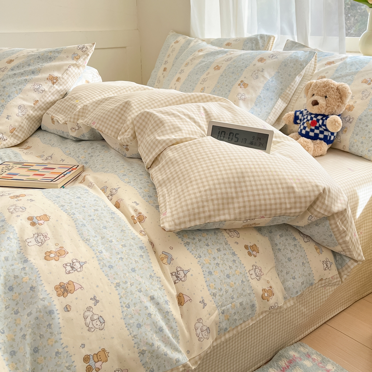 91家纺网 家纺一手货源 找家纺 吉象家纺 2026新款高支密全棉印花四件套 三小只