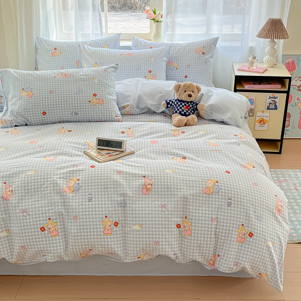 91家纺网 家纺一手货源 找家纺 吉象家纺 2026新款高支密全棉印花四件套 甜梦小精灵