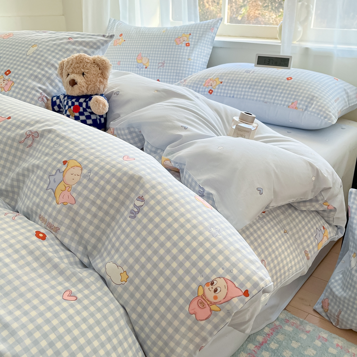 91家纺网 家纺一手货源 找家纺 吉象家纺 2026新款高支密全棉印花四件套 甜梦小精灵