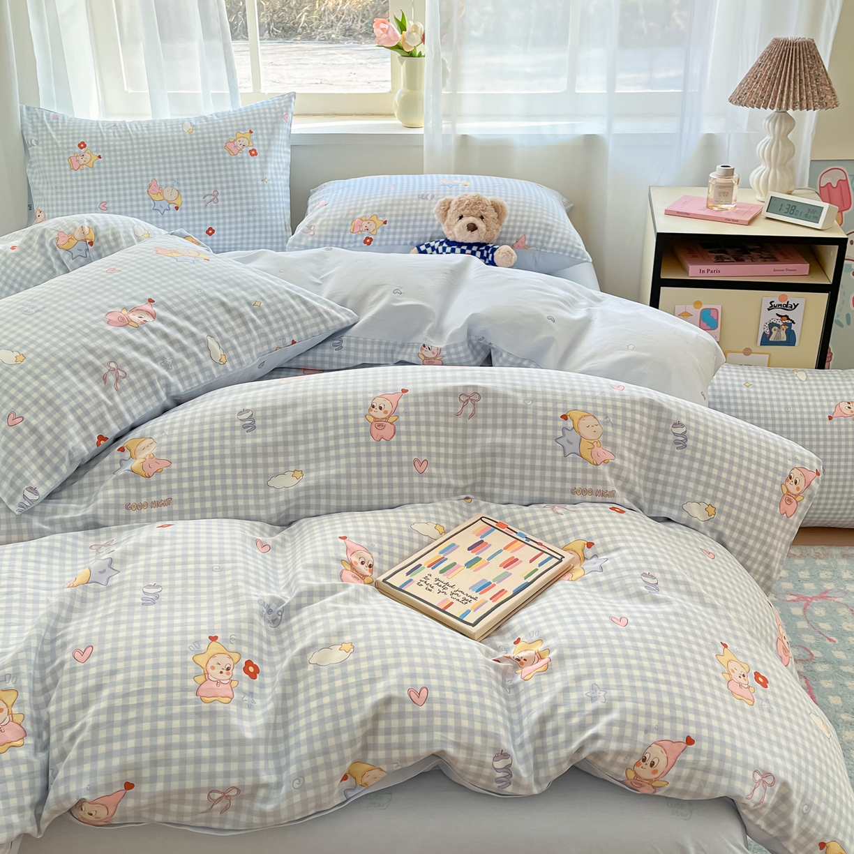 91家纺网 家纺一手货源 找家纺 吉象家纺 2026新款高支密全棉印花四件套 甜梦小精灵