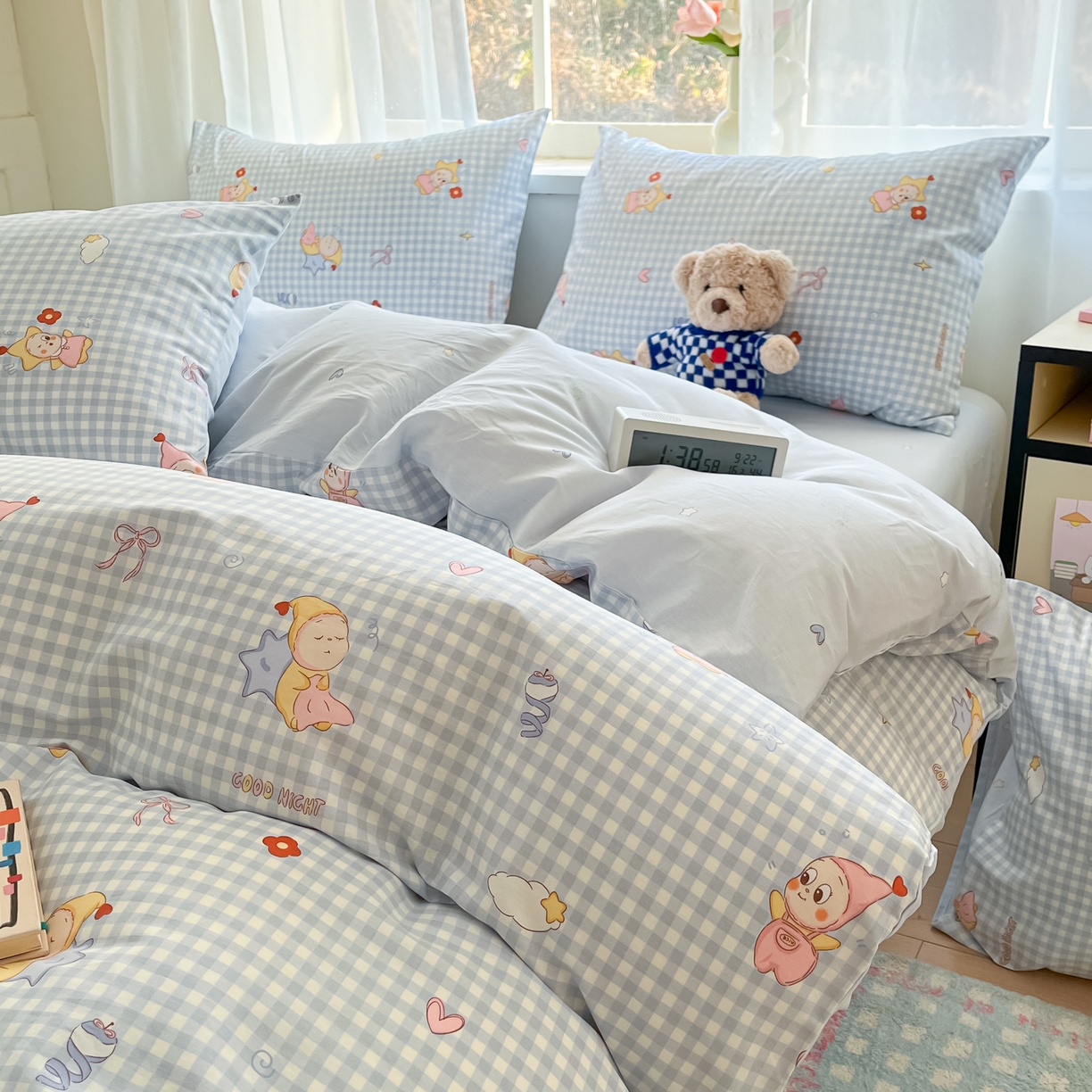 91家纺网 家纺一手货源 找家纺 吉象家纺 2026新款高支密全棉印花四件套 甜梦小精灵