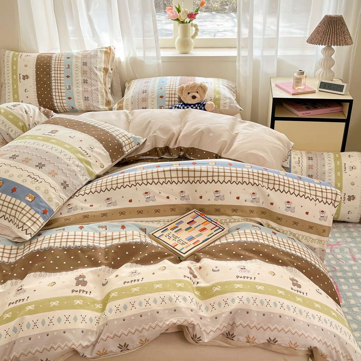 91家纺网 家纺一手货源 找家纺 吉象家纺 2026新款高支密全棉印花四件套 童年小事