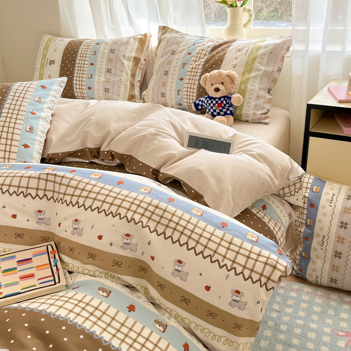 91家纺网 家纺一手货源 找家纺 吉象家纺 2026新款高支密全棉印花四件套 童年小事