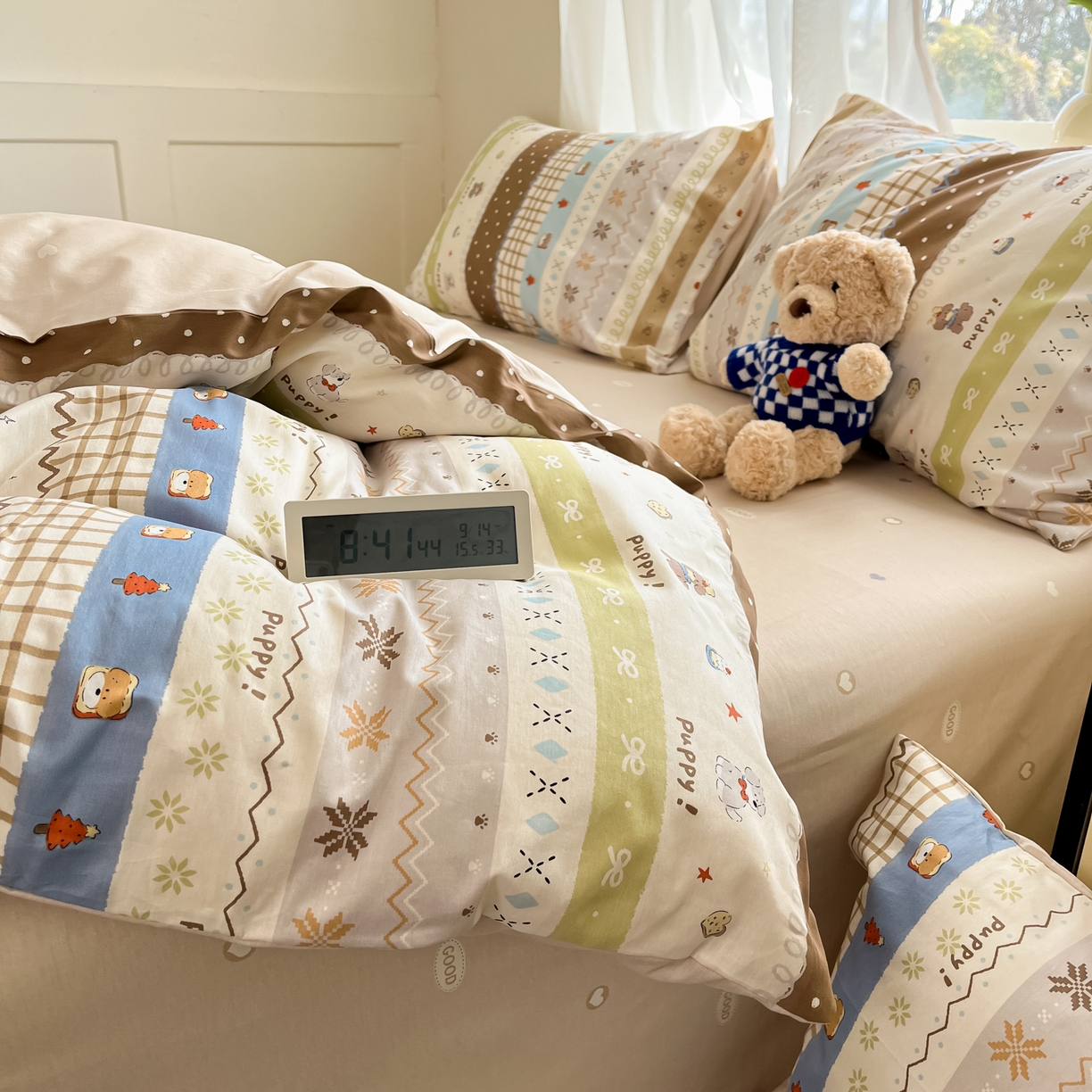 91家纺网 家纺一手货源 找家纺 吉象家纺 2026新款高支密全棉印花四件套 童年小事