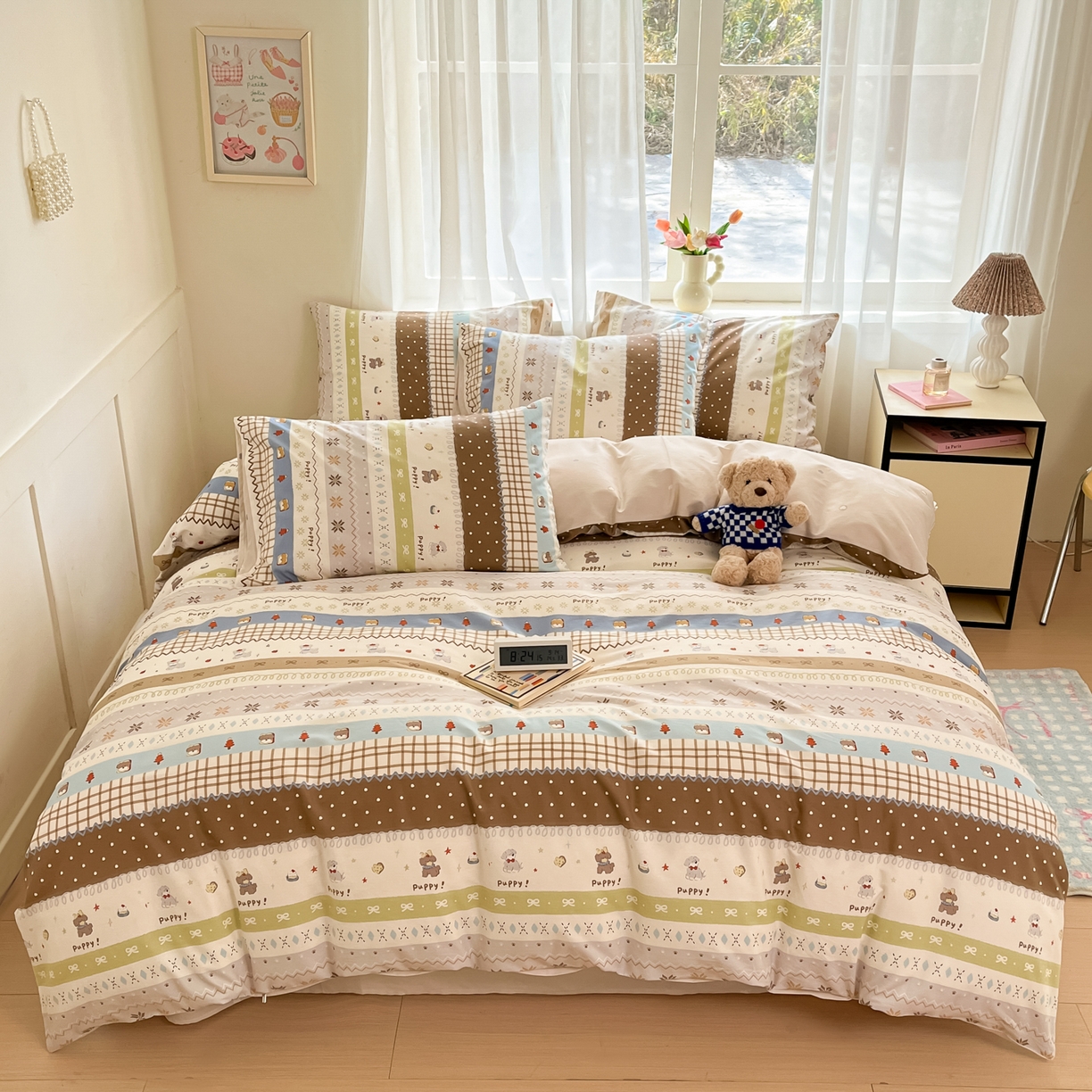 91家纺网 家纺一手货源 找家纺 吉象家纺 2026新款高支密全棉印花四件套 童年小事