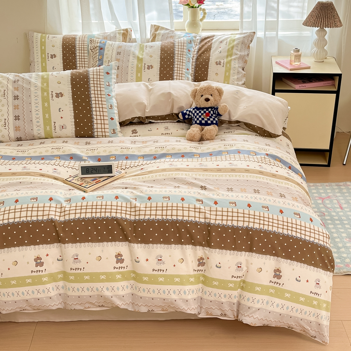 91家纺网 家纺一手货源 找家纺 吉象家纺 2026新款高支密全棉印花四件套 童年小事