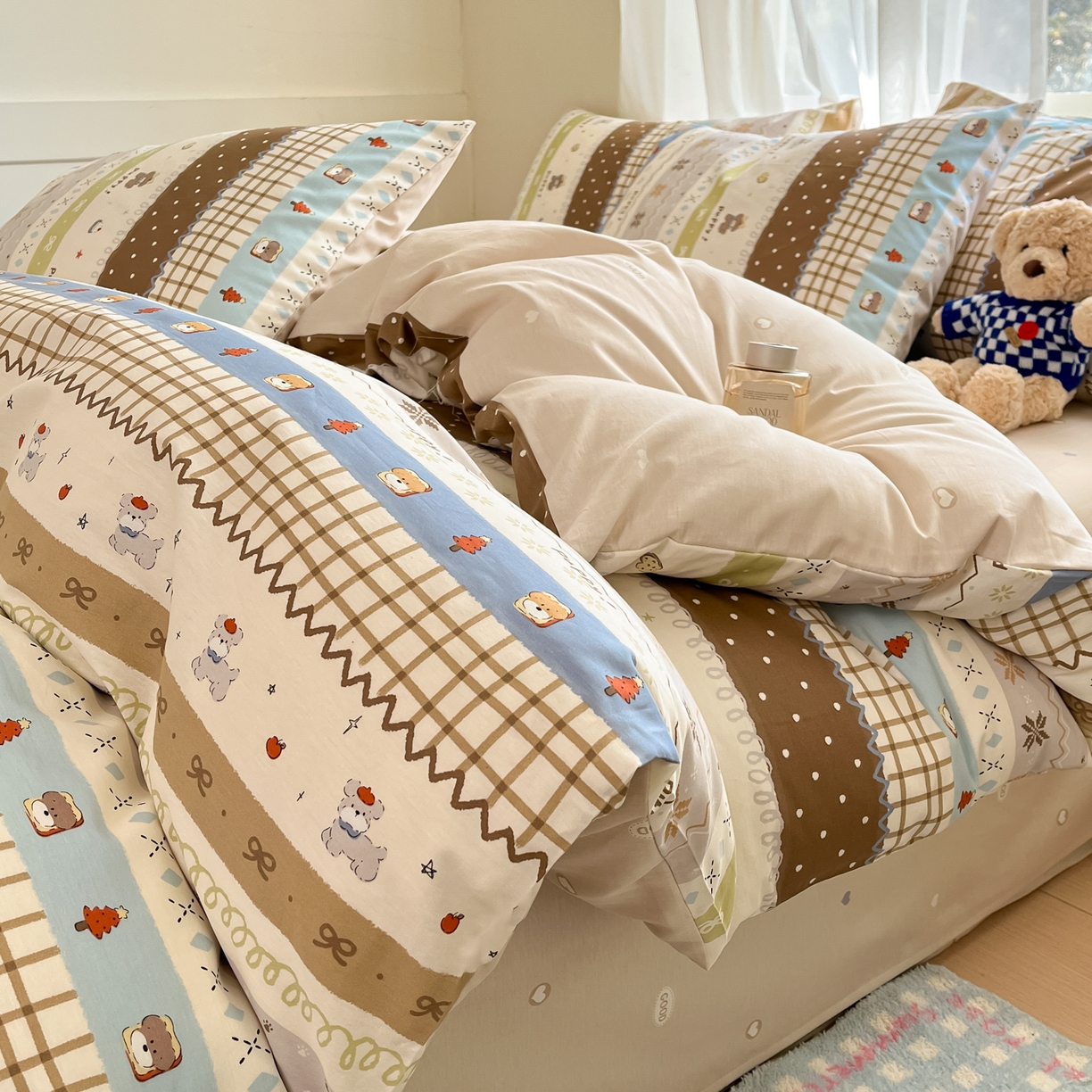 91家纺网 家纺一手货源 找家纺 吉象家纺 2026新款高支密全棉印花四件套 童年小事