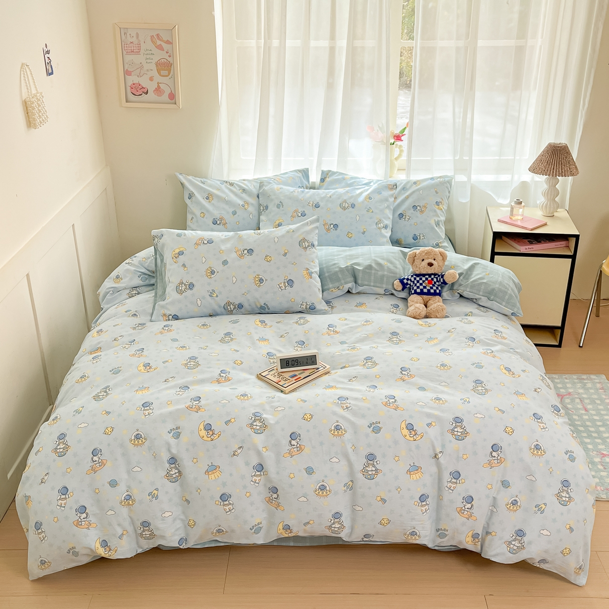 91家纺网 家纺一手货源 找家纺 吉象家纺 2026新款高支密全棉印花四件套 小小宇航员