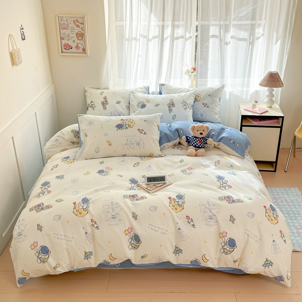 91家纺网 家纺一手货源 找家纺 吉象家纺 2026新款高支密全棉印花四件套 星际仔仔