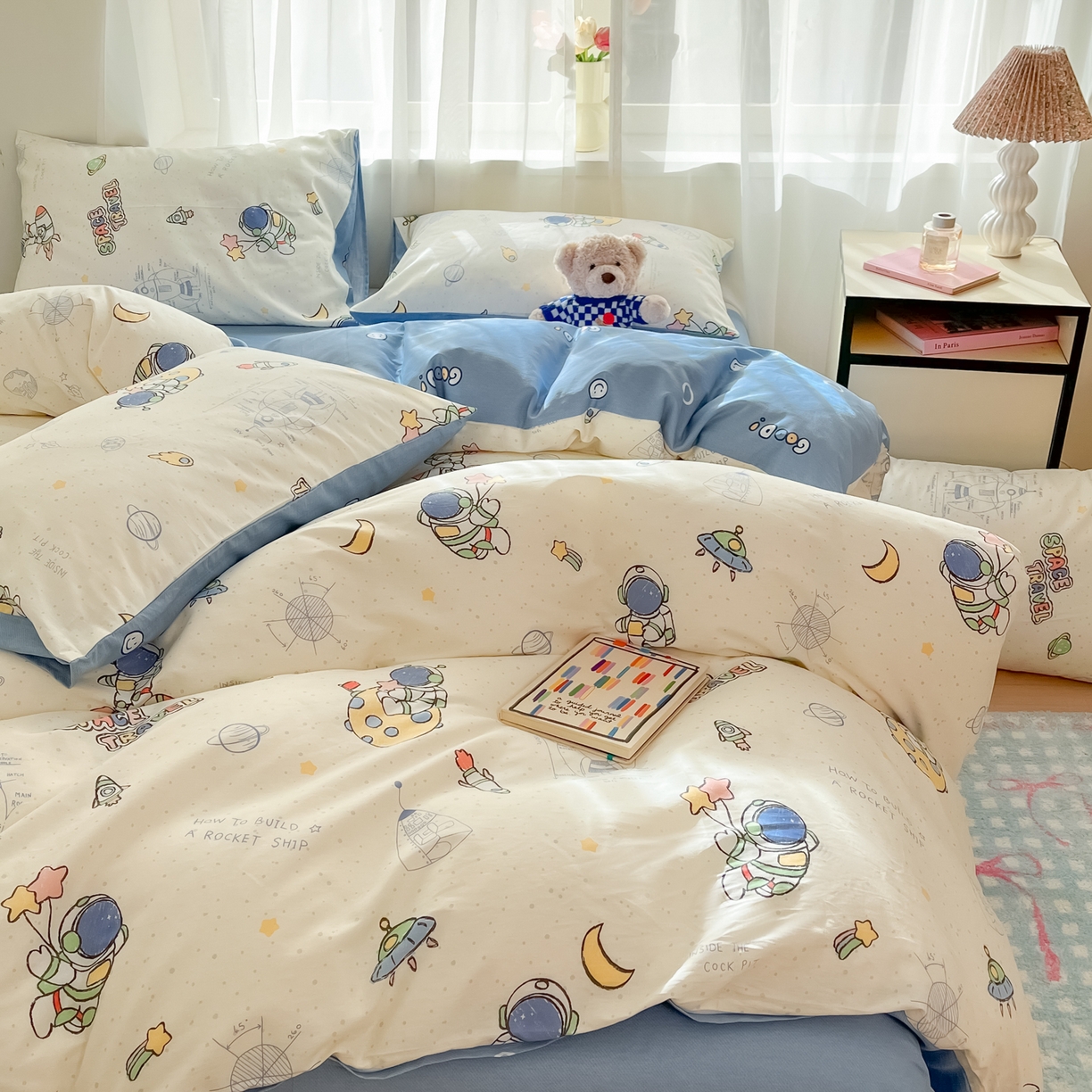 91家纺网 家纺一手货源 找家纺 吉象家纺 2026新款高支密全棉印花四件套 星际仔仔