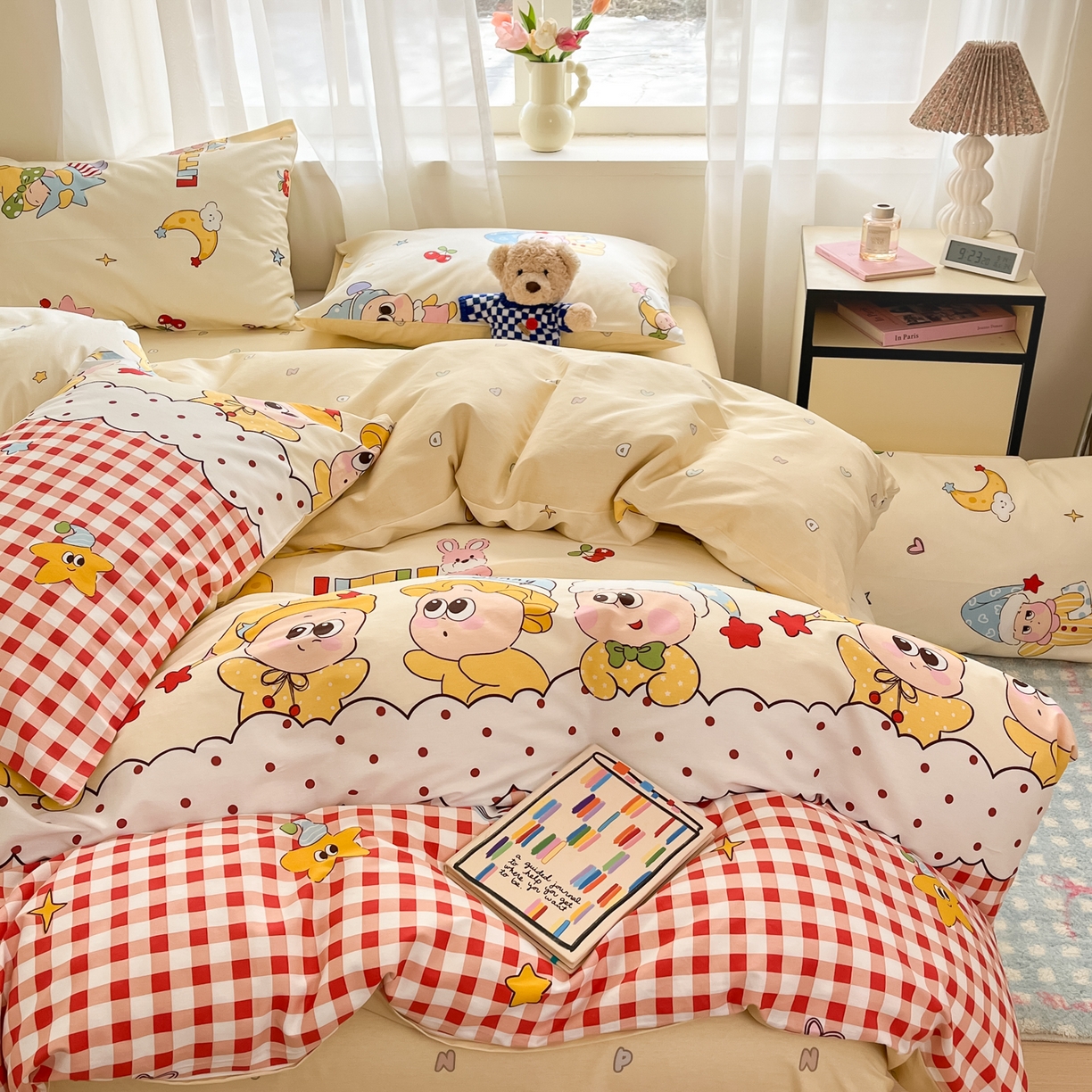 91家纺网 家纺一手货源 找家纺 吉象家纺 2026新款高支密全棉印花四件套 星星漫游记