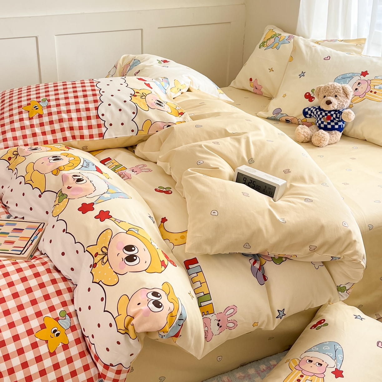 91家纺网 家纺一手货源 找家纺 吉象家纺 2026新款高支密全棉印花四件套 星星漫游记