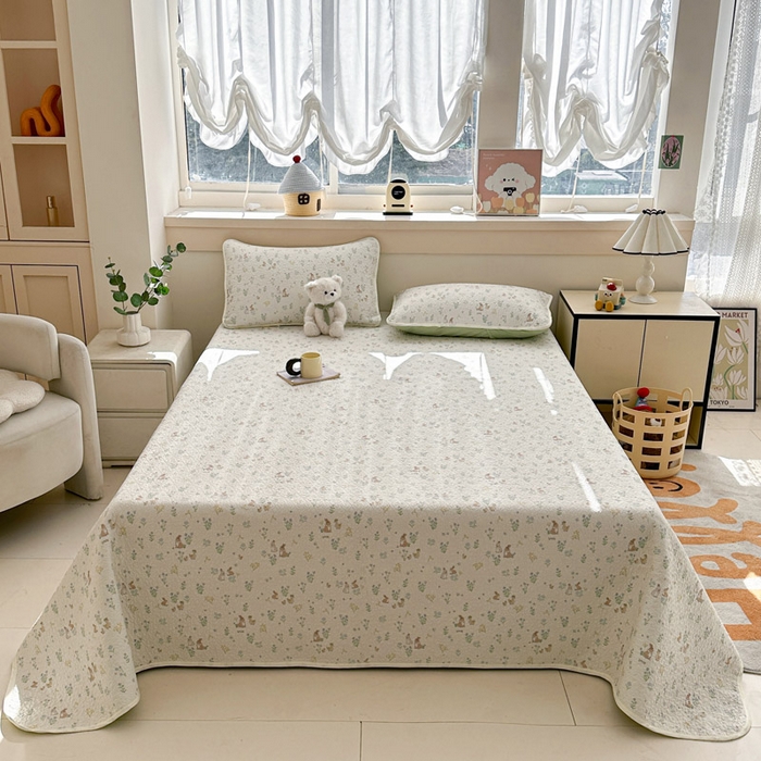 绵庭家纺 2025新款双面全棉夹棉床盖 春日奇迹