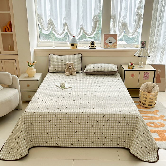 绵庭家纺 2025新款双面全棉夹棉床盖 酸甜樱桃