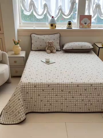 91家纺网 家纺一手货源 找家纺 绵庭家纺 2025新款双面全棉夹棉床盖 酸甜樱桃