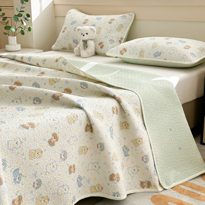 91家纺网 家纺一手货源 找家纺 绵庭家纺 2025新款双面全棉夹棉床盖 童趣绘彩