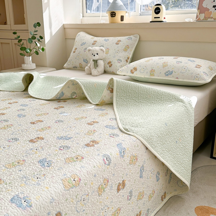 91家纺网 家纺一手货源 找家纺 绵庭家纺 2025新款双面全棉夹棉床盖 童趣绘彩