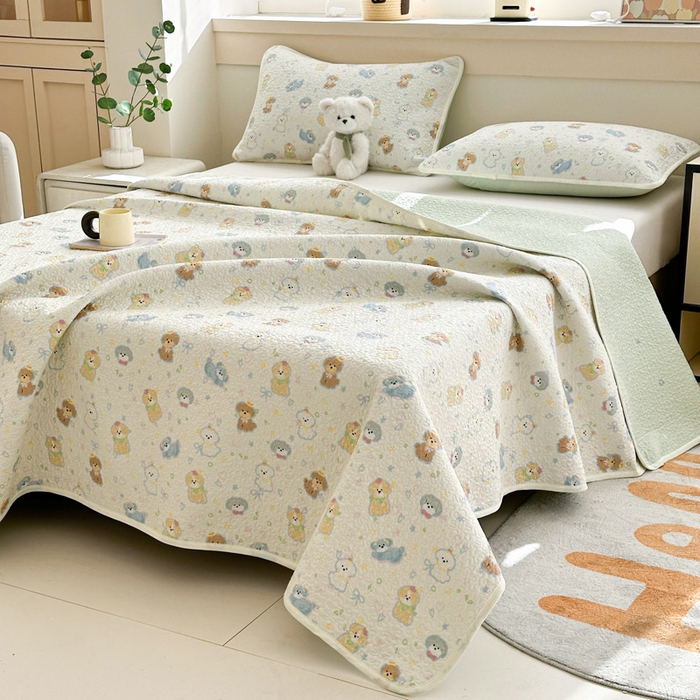 91家纺网 家纺一手货源 找家纺 绵庭家纺 2025新款双面全棉夹棉床盖 童趣绘彩