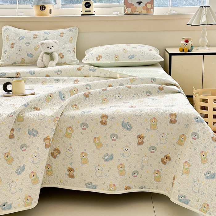 91家纺网 家纺一手货源 找家纺 绵庭家纺 2025新款双面全棉夹棉床盖 童趣绘彩