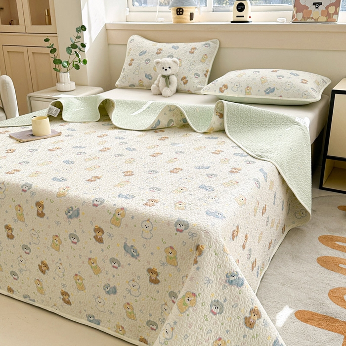 91家纺网 家纺一手货源 找家纺 绵庭家纺 2025新款双面全棉夹棉床盖 童趣绘彩