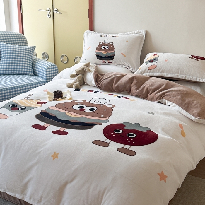 91家纺网 家纺一手货源 找家纺 （总）赛丽雅 2025年新款秋冬卡通大版牛奶绒四件套