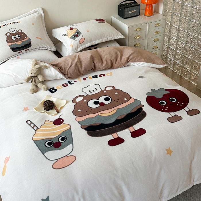 91家纺网 家纺一手货源 找家纺 （总）赛丽雅 2025年新款秋冬卡通大版牛奶绒四件套