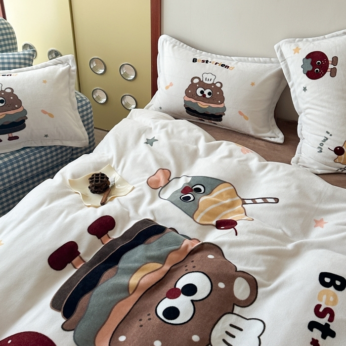 91家纺网 家纺一手货源 找家纺 （总）赛丽雅 2025年新款秋冬卡通大版牛奶绒四件套