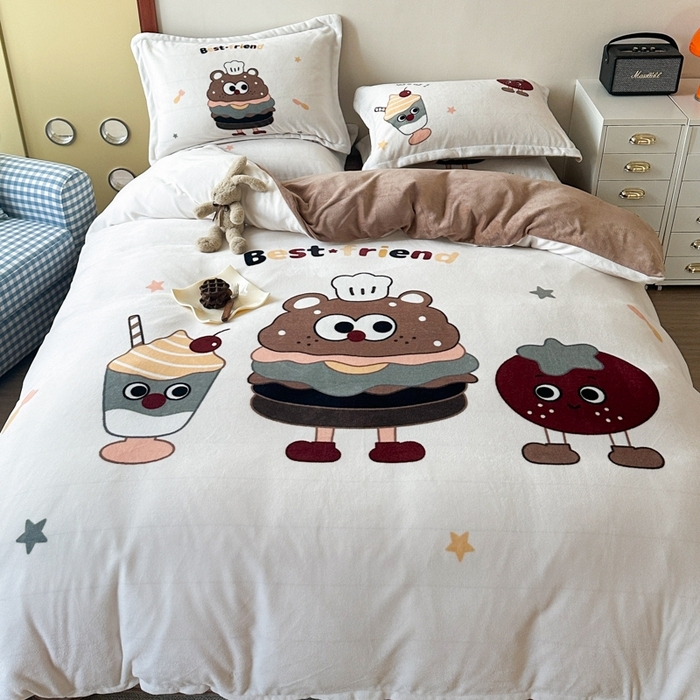 91家纺网 家纺一手货源 找家纺 （总）赛丽雅 2025年新款秋冬卡通大版牛奶绒四件套