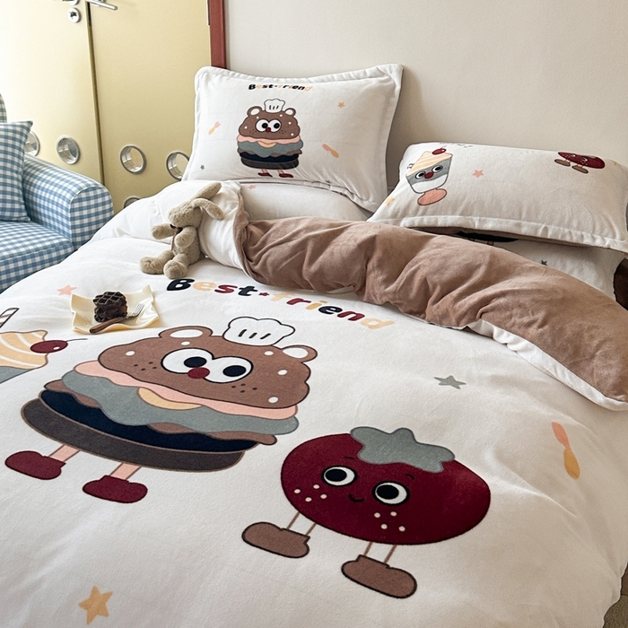 91家纺网 家纺一手货源 找家纺 （总）赛丽雅 2025年新款秋冬卡通大版牛奶绒四件套