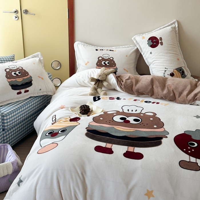 91家纺网 家纺一手货源 找家纺 （总）赛丽雅 2025年新款秋冬卡通大版牛奶绒四件套